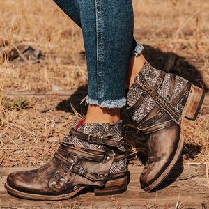 Freebird BELFAST Booties Black Multi Size 8